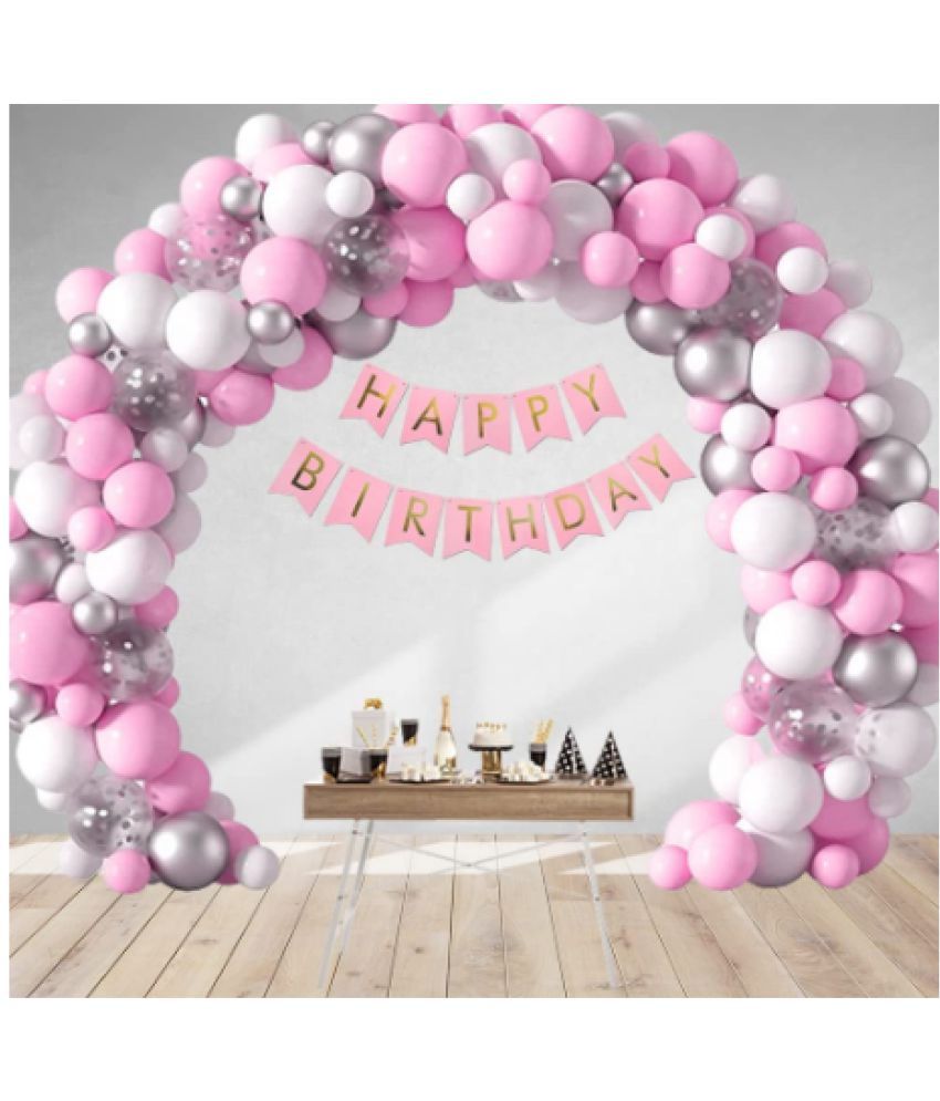     			Blooms Event Happy Birthday Kit - White, Pink Pastel Balloons