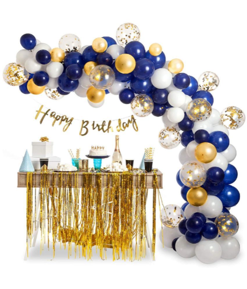     			Blooms EventBlue,Golden And White Balloon Combo Of 102 Pc