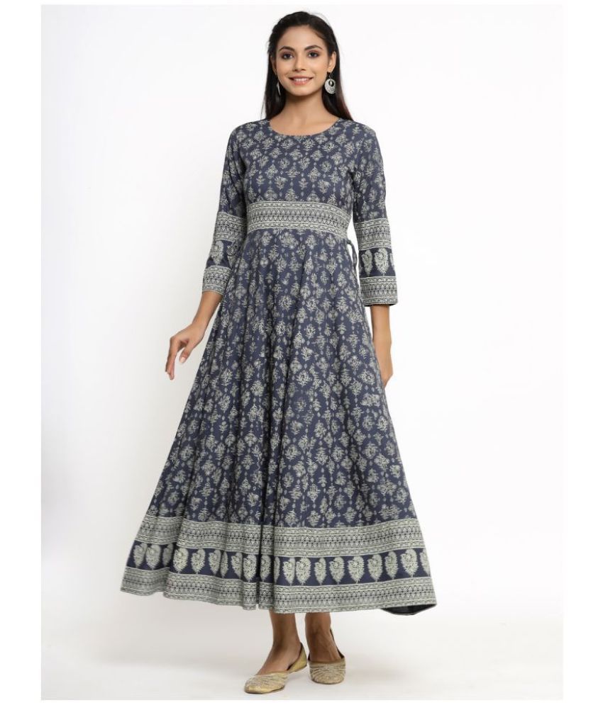     			KIPEK Grey Rayon Anarkali Kurti - Single