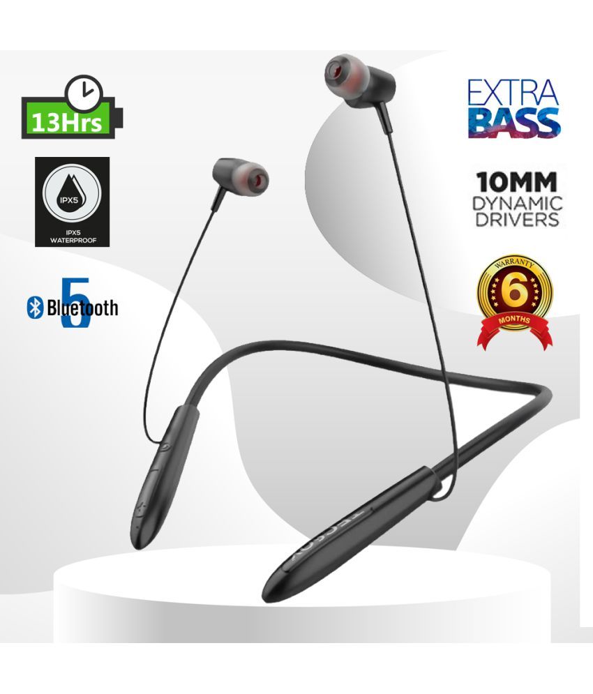     			Tecsox TecBand Pro Neckband In Ear Bluetooth Neckband 20 Hours Playback IPX5(Splash & Sweat Proof) Powerfull bass -Bluetooth V 5.1 Black