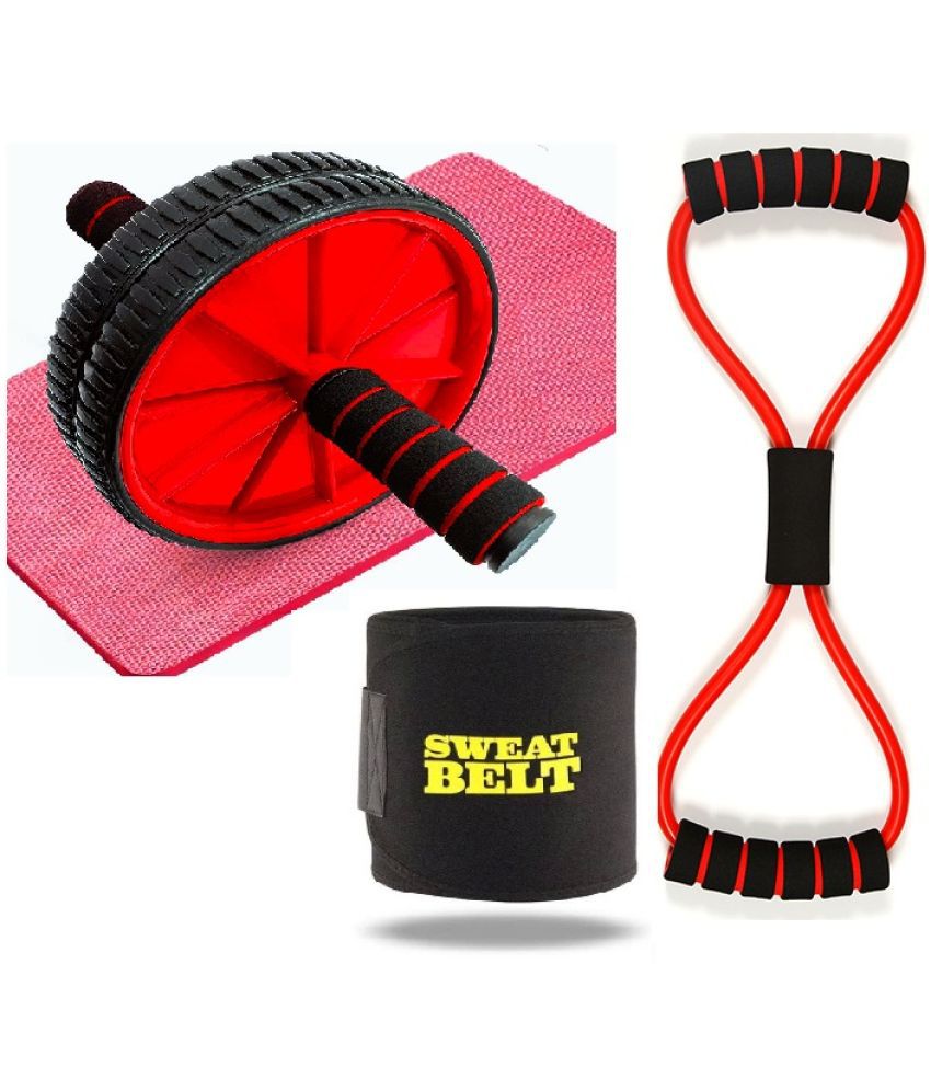 Ab Wheel Roller Core Abdominal Workout & Resistance Band Toning & Shaper Belt Abs Exerciser Belly Fat Burner Exercise Equipment For Men & Women