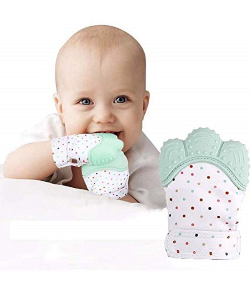 WISHKEY  Infant Teething Mittens Food Grade Silicone Self Soothing Teether Gloves Toy For Babies Of 3-18 Months