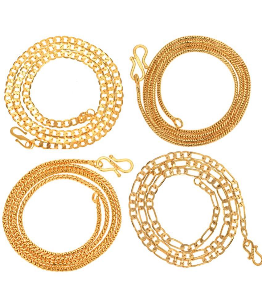     			AanyaCentric Combo of 4 Gold Plated 22inches Long Fashion Chain