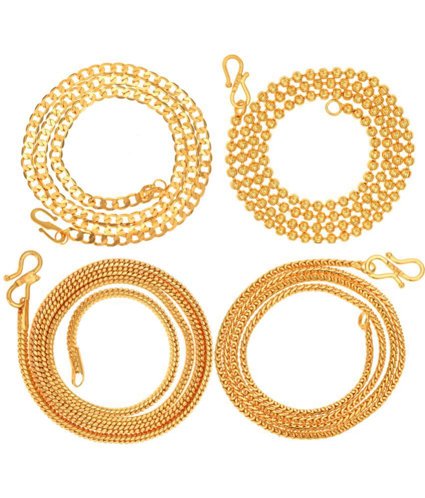     			AanyaCentric Combo of 4 Gold Plated 22inches Long Fashion Chain