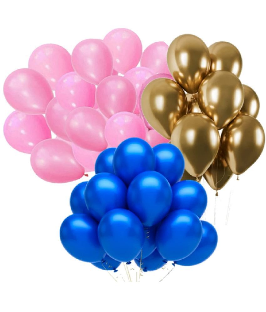     			Blooms EventPink  ,Royal Blue ,Golden , Color Metallic latex balloons for birthdayParty decoration 51