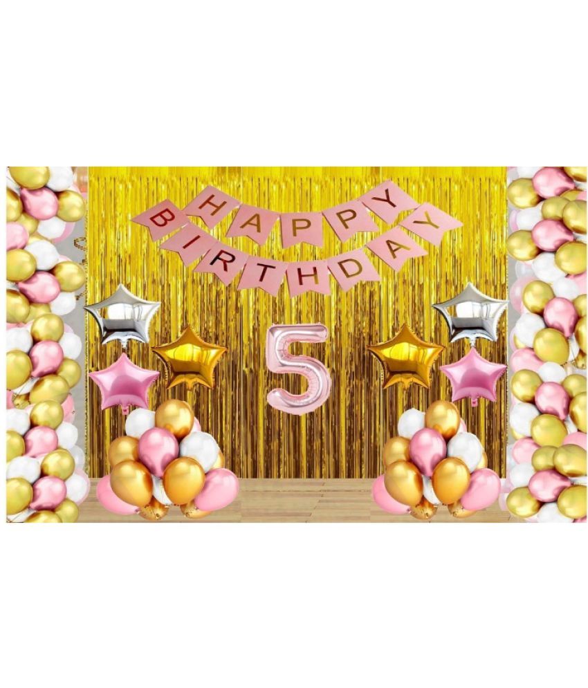     			Blooms EventRose Gold Balloons with Happy Birthday Decoration Items