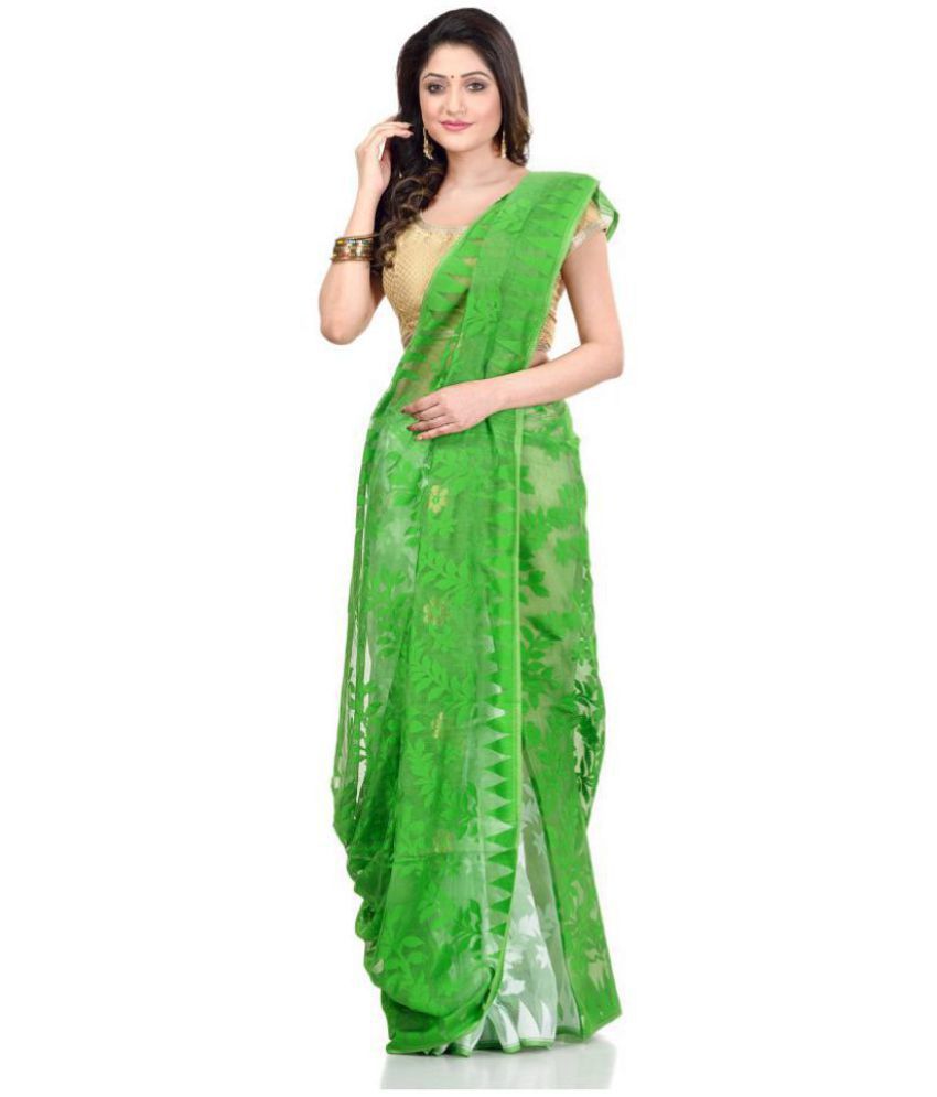     			Desh Bidesh - Green Net Saree Without Blouse Piece (Pack of 1)