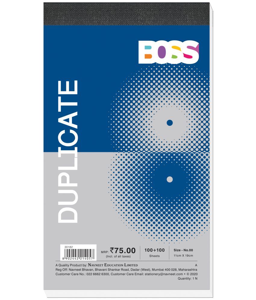     			Navneet BOSS Duplicate Book No. 00 |  100 + 100 Sheets| 11 cm x 19 cm | Pack of 5