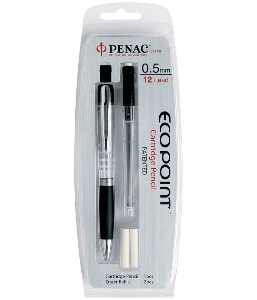     			Penac Eco Point Mech.pencil black 0.5 Pack with cartridge + 2 eraser