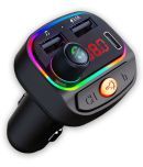 CRUST CS30 Car Bluetooth Device with Call Receiver, FM Transmitter for Music System & Dual USB + Type C Fast Charger; 7 Colour LED Lights; 6 Equalizer Presets; USB MP3 Audio Playback; Voice Assistant