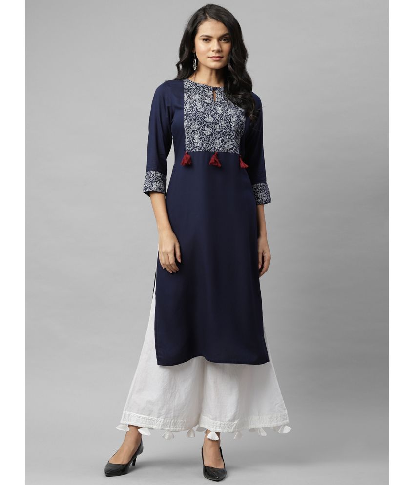     			Rigo Navy Viscose Straight Kurti - Single