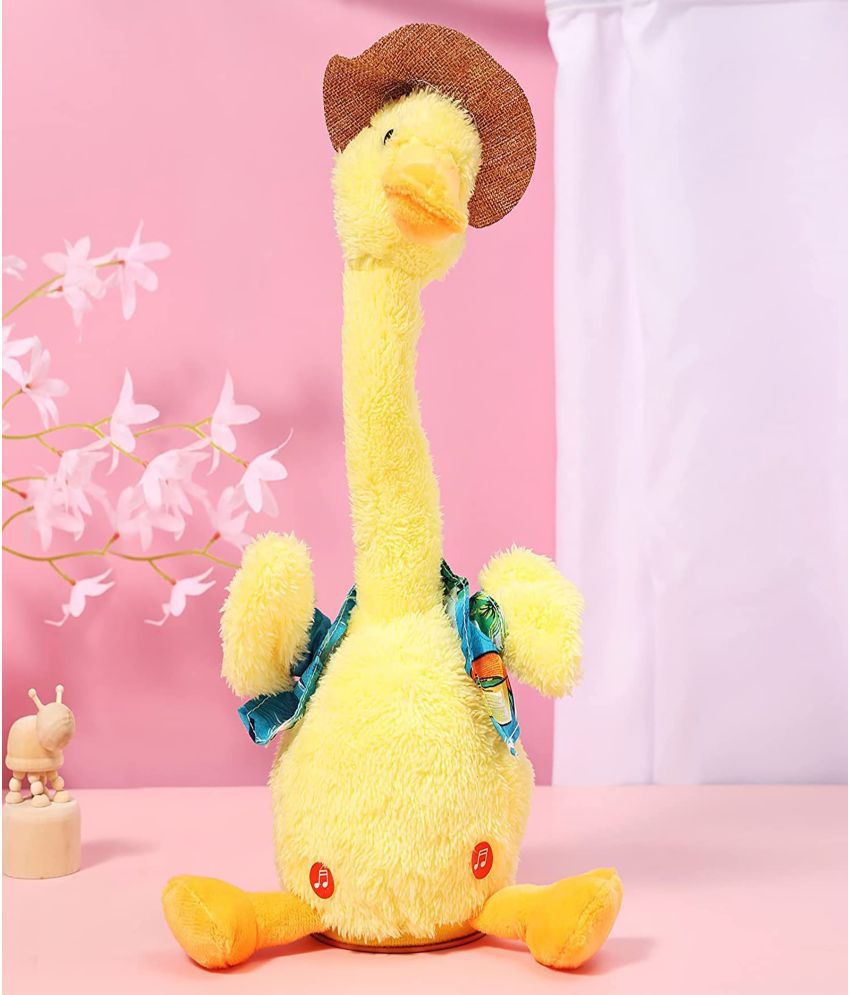 Emoin Dancing Duck Toys with Necklace Musical Ducks Singing 60 Songs,Repeat Duck Plush Toy,Talking Duck Toy Reapeat What You Say,Baby Musical Toys with Glowing,Talking Stuffed Animals Toys for Kids 