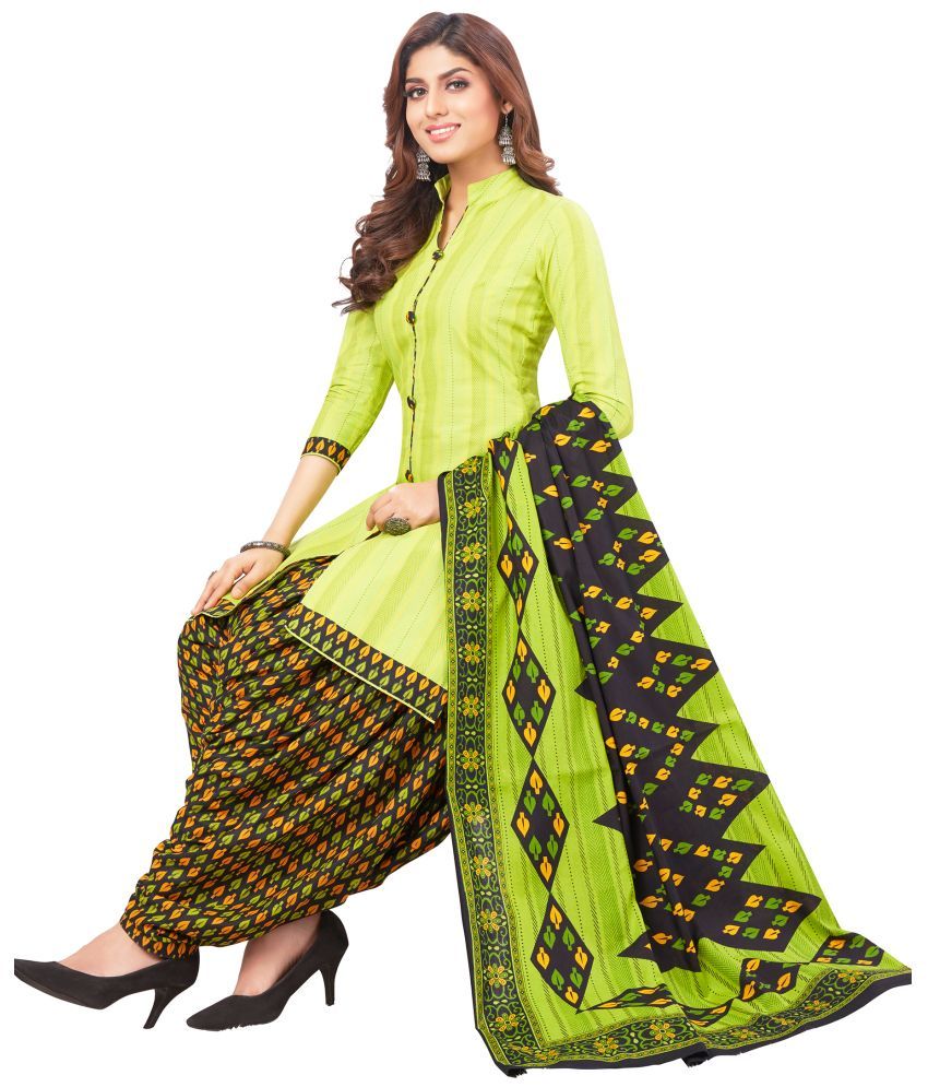     			SIMMU Green Cotton Unstitched Dress Material - Single