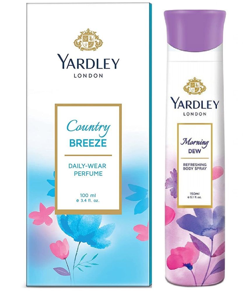     			YARDLEY LONDON  1 COUNTRY BREEZE DAILY WEAR PERFUME , 1 MORNING DEW BODY SPRAY PERFUME 150 ML, PACK OF 2 .