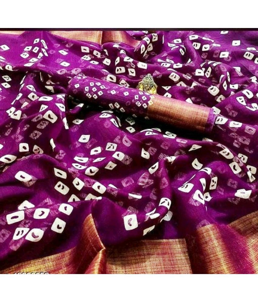     			AARTI SELECTION Purple Cotton Saree -