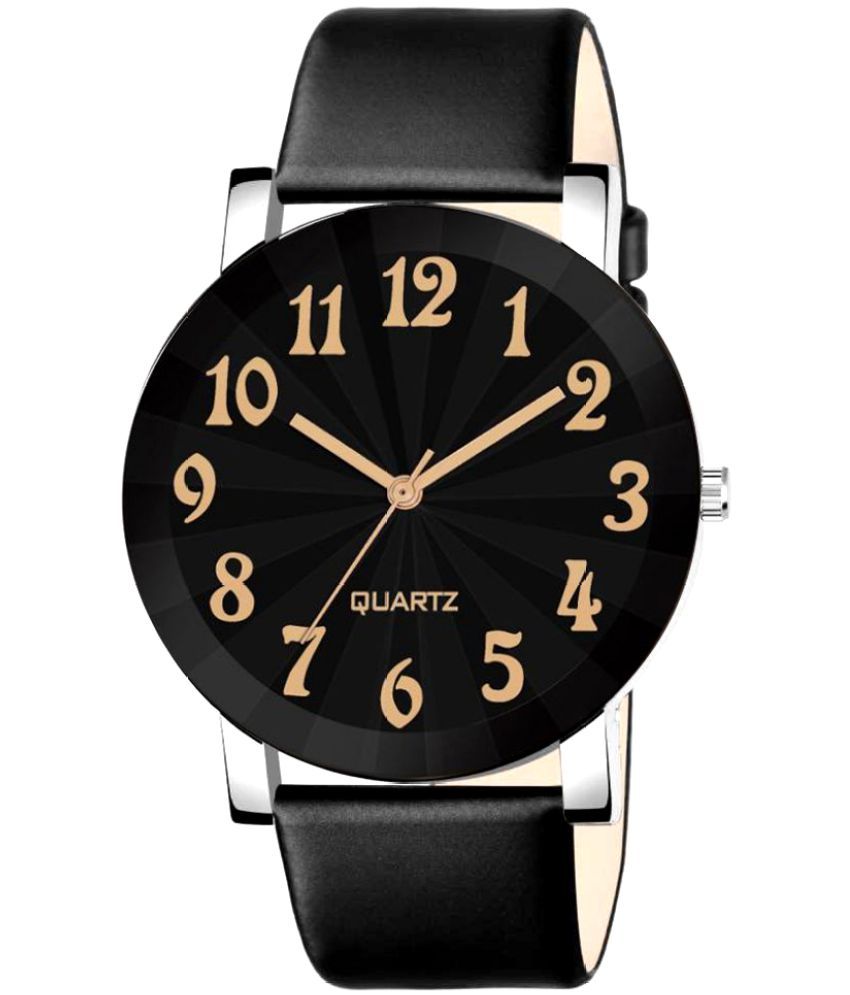     			DECLASSE -  Black Leather Analog Men's Watch