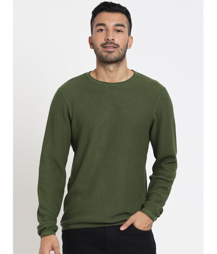    			Bewakoof Green Round Neck Sweater Single