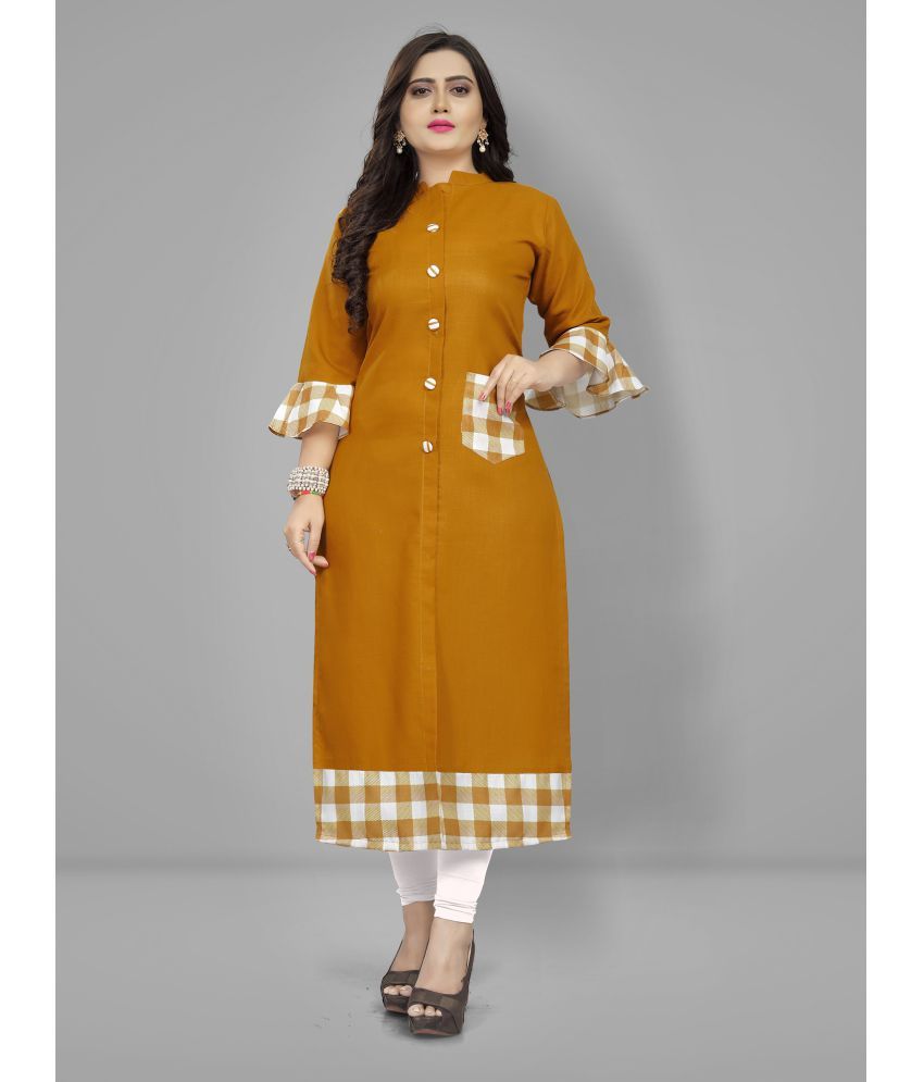     			Lerkiza - Gold Cotton Women's Straight Kurti