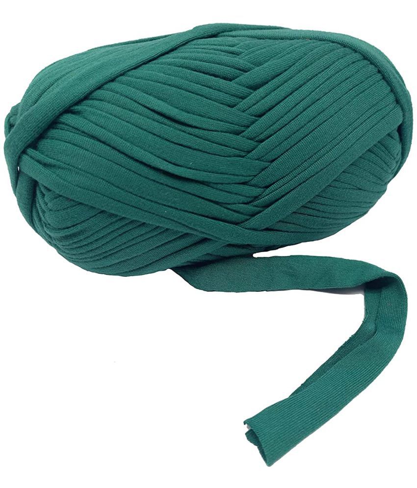     			PRANSUNITA T-Shirt Yarn Carpet, Knitting Yarn for Hand DIY Bag Blanket Cushion Crocheting Projects TSH New 100 GMS (Dark Green)