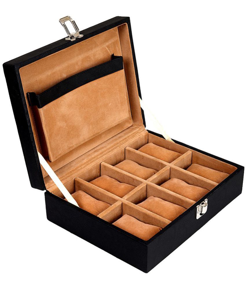     			Leather World 8 Slots Unisex Watch Box Organiser Case