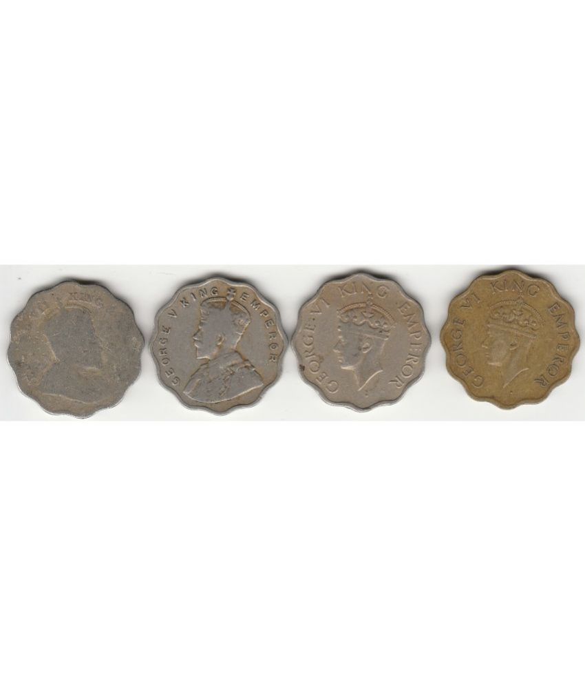     			Sansuka British India Rare 4 Different one Anna  Edward, George V and  George VI (1901-1946 AD) Coin