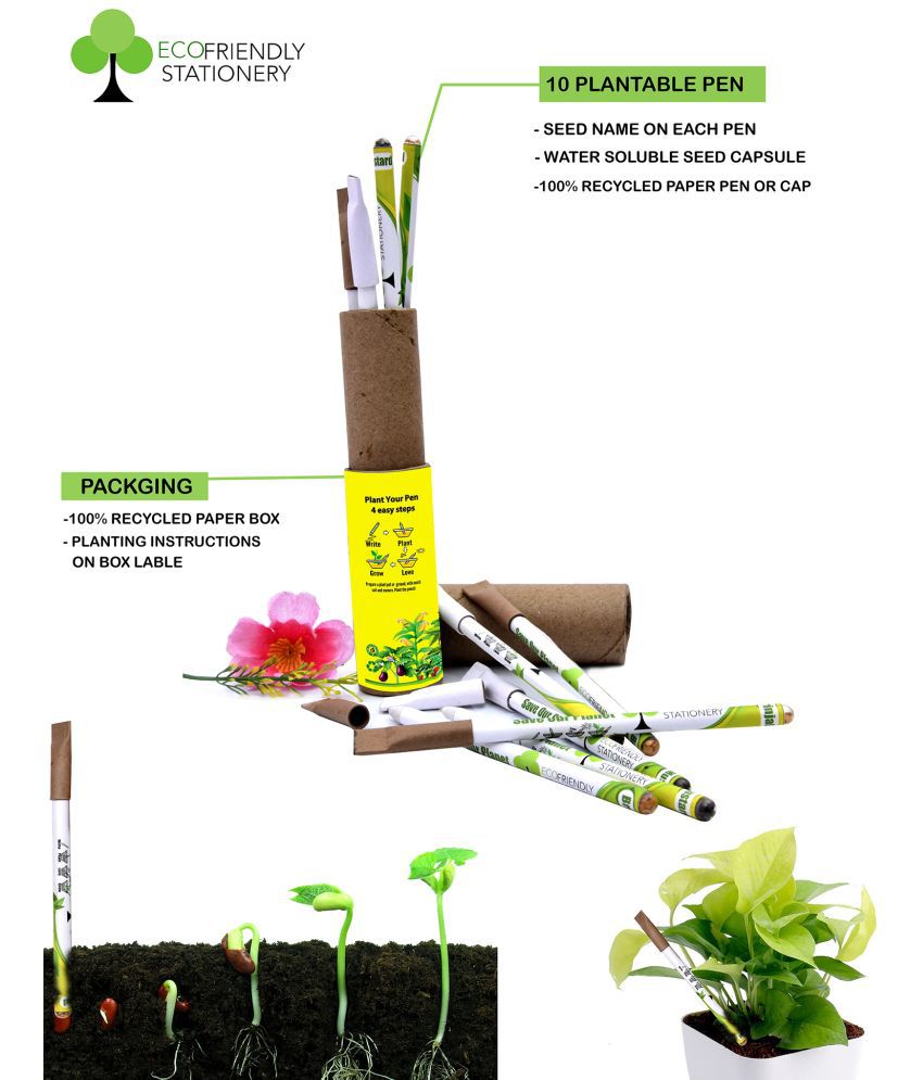     			Set Of 10 Recyclable Seed Pens