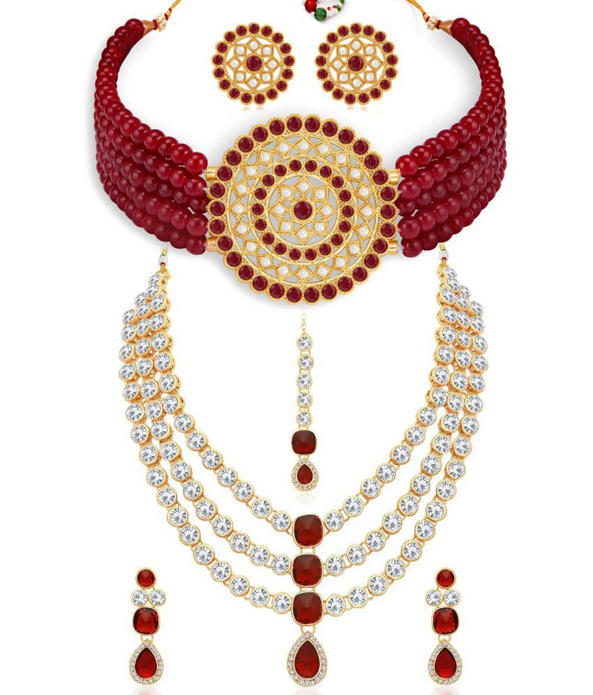    			Sukkhi Alloy Red Traditional Necklace set Combo