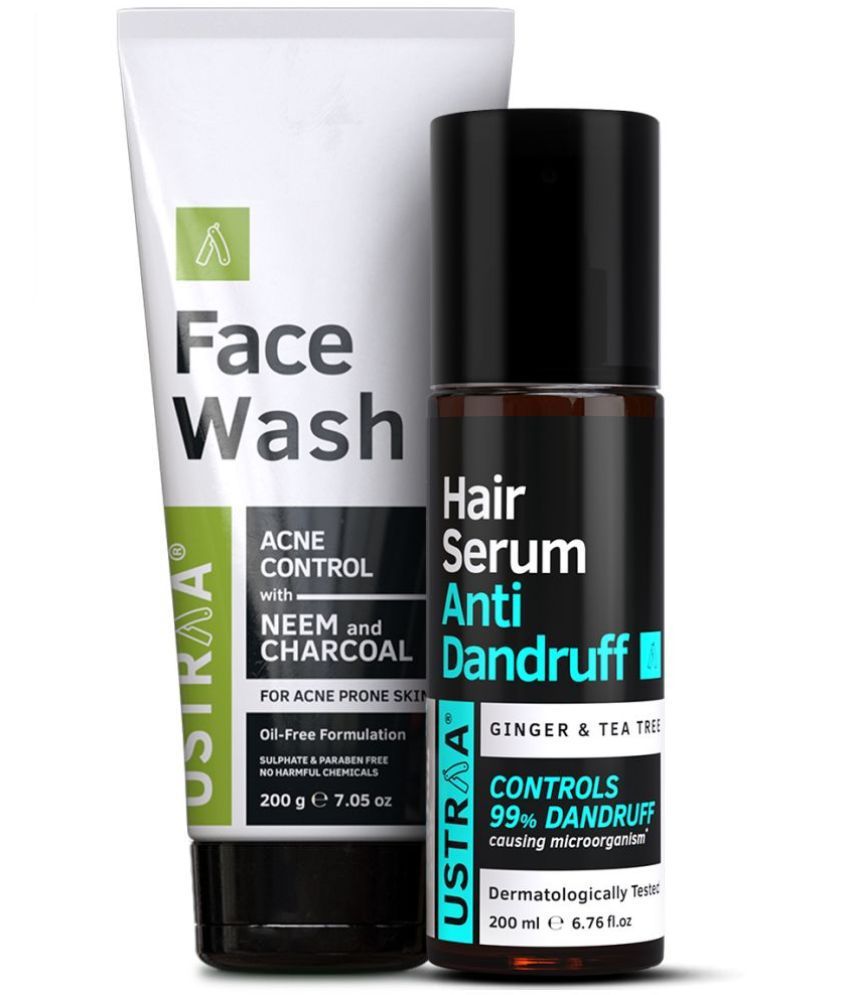     			Ustraa Anti Dandruff Hair Serum 200ml & Face Wash Neem Charcoal 200g