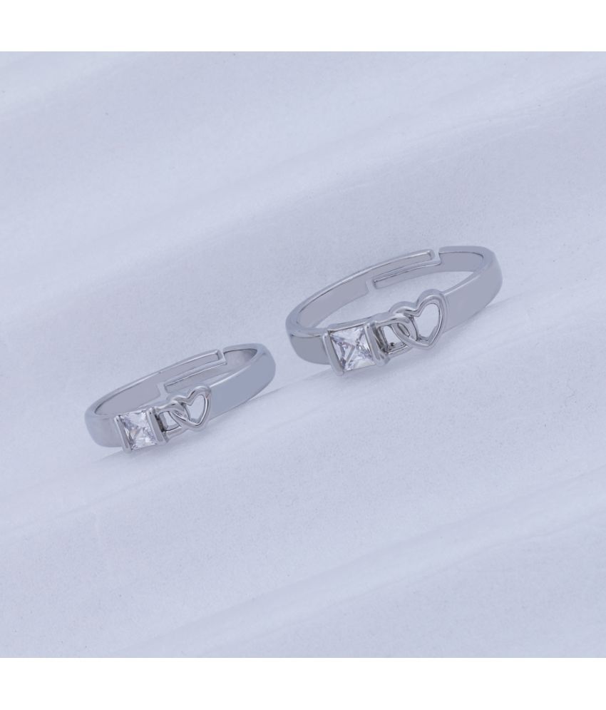     			Adjustable  Some One Speical Heart Designe Shape  Couple Ring Set  For Valentines  Silver Plated Couple Ring For   Women And Men