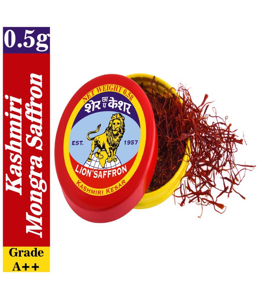 Lion Brand Grade A++ Pure Kashmiri Kesar - Mongra Saffron/Kesar 0.5 gm