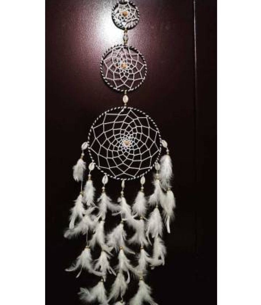     			new lucky Feather White Dream Catcher - Pack of 1 ( X cms )
