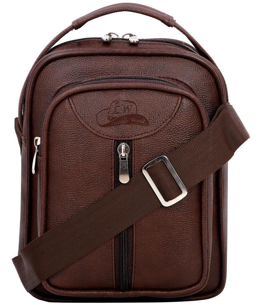     			Leather Gifts Brown Solid Messenger Bag
