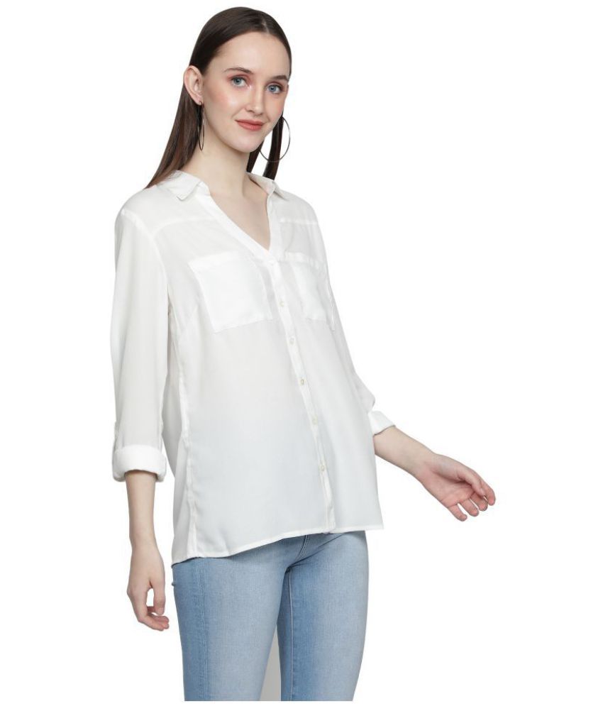 Buy NUEVOSDAMAS - White Polyester Women's Shirt Style Top ( Pack of 1 )  Online at Best Price in India - Snapdeal