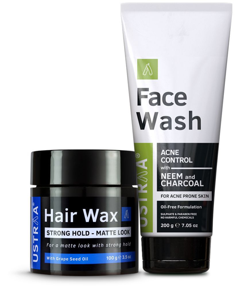 Ustraa Hair Wax - Matte Look- 100g & Face Wash (Neem & Charcoal)- 200g