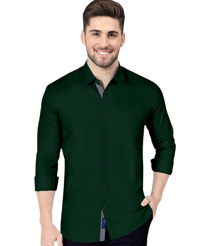     			P&V CREATIONS - Green Cotton Blend Regular Fit Men's Casual Shirt (Pack of 1)