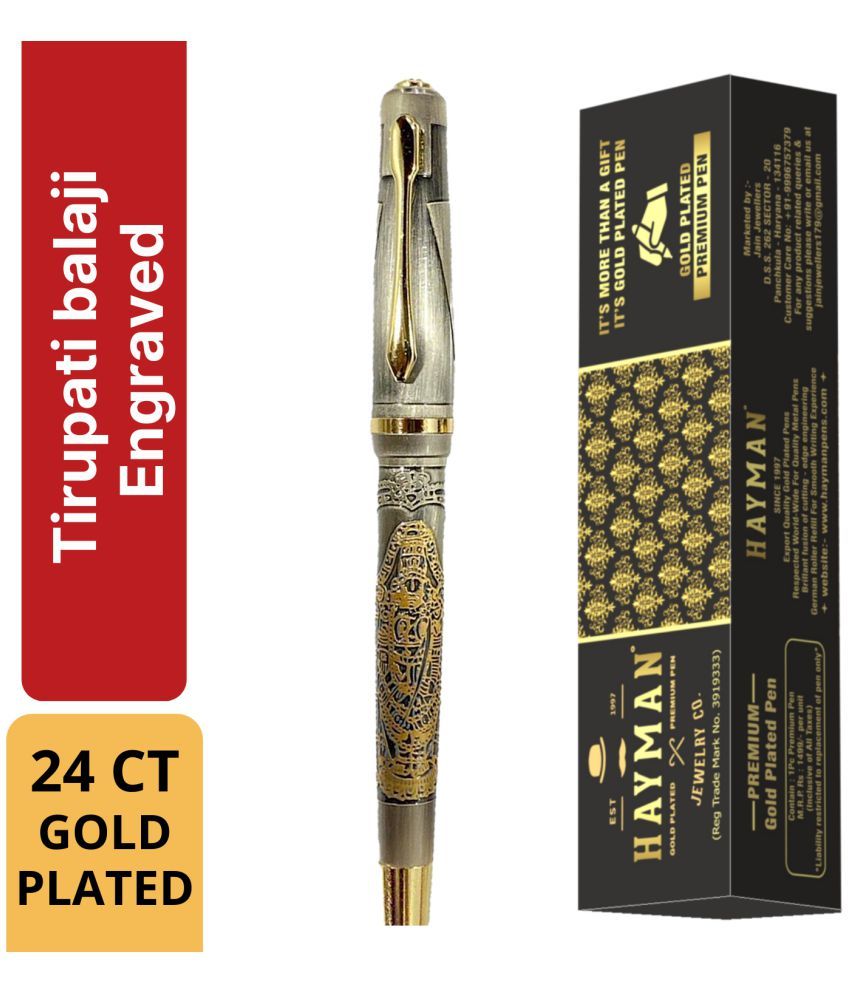     			Hayman 24 CT Gold Plated Tirupati Balaji Engraved Roller Ball Pen with Gift Box (Pen-188)