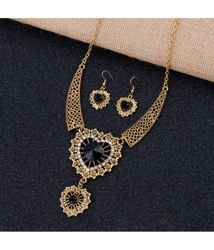     			Paola Alloy Golden Traditional Necklaces Set Long Haram