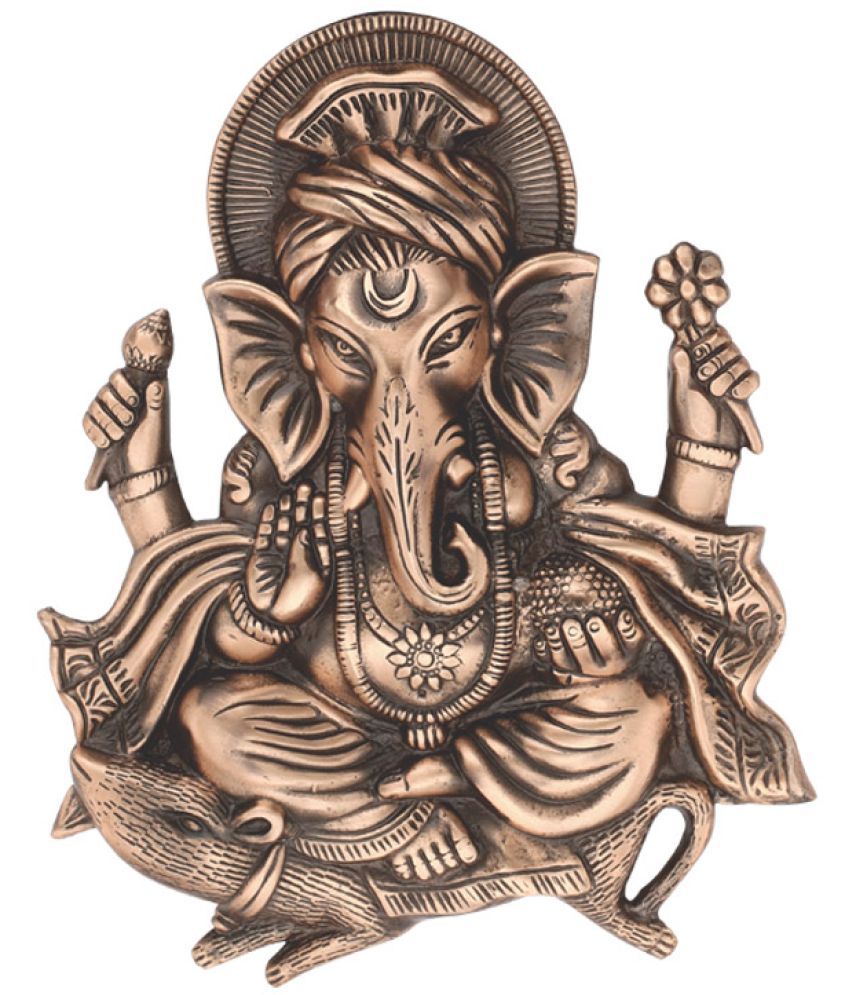 Artsmart Ganpati Wall Hanging Sculpture Copper Ganesha Idol 26 x 21 cms