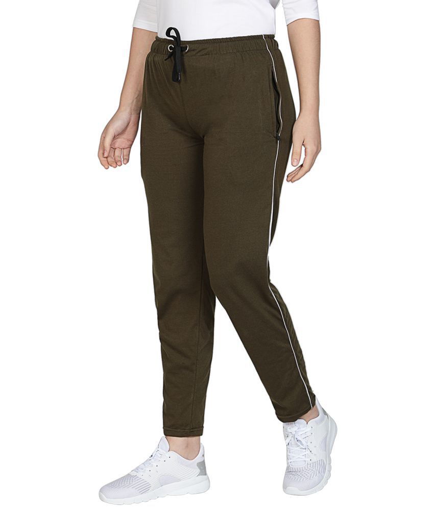     			Uzarus - Olive Cotton Blend Women's Running Trackpants ( Pack of 1 )