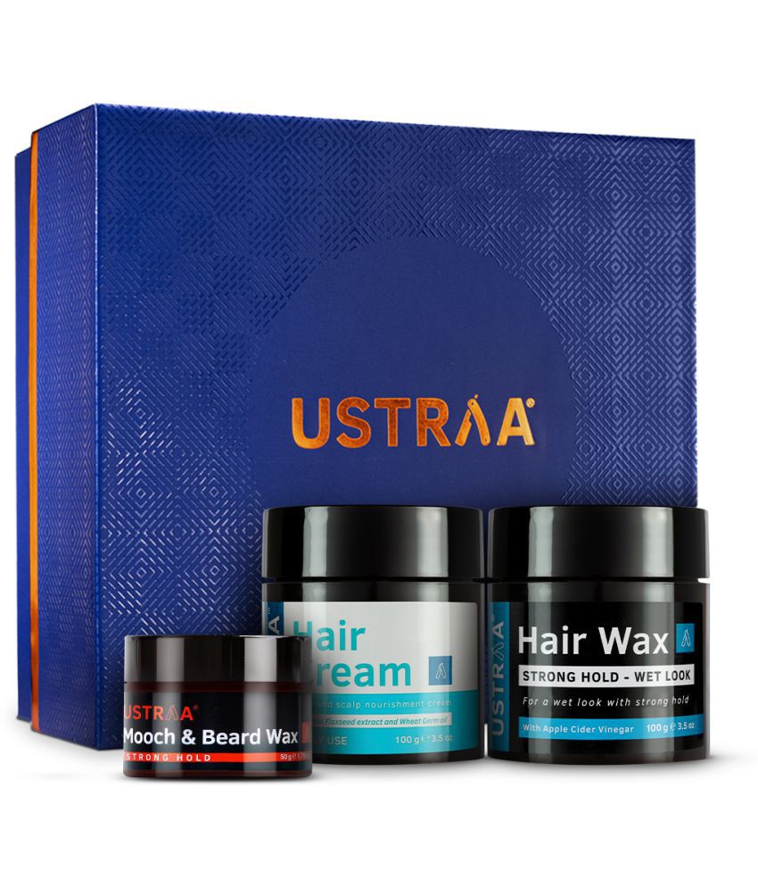 Ustraa Styling Gift Box (Hair Cream 100g, Hair Wax Wet Look 100g & Mooch  Wax 50g): Buy Ustraa Styling Gift Box (Hair Cream 100g, Hair Wax Wet Look  100g & Mooch Wax