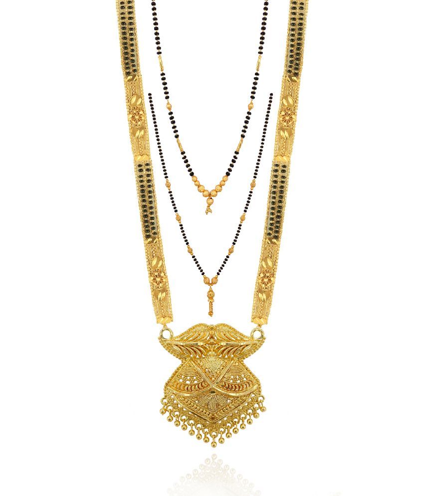     			MGSV Jewellery Traditional Necklace Pendant Hand Meena 30inch Long and 18inch short  Mangalsutra/Tanmaniya/nallapusalu/Black Beads For Women and Girls Brass, Alloy Mangalsutra