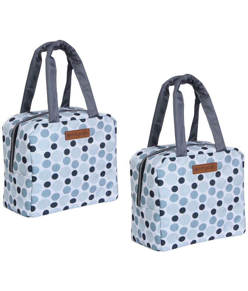     			Pretty Krafts Lunch Bag for Men/Women Insulated Lunch Tote Water-Resistant Thermal Lunch Box Fashionable Bag Lightweight Lunch Bag for Work/Picnic/Beach/Fishing, Set of 3,Qtr Red and White Dots