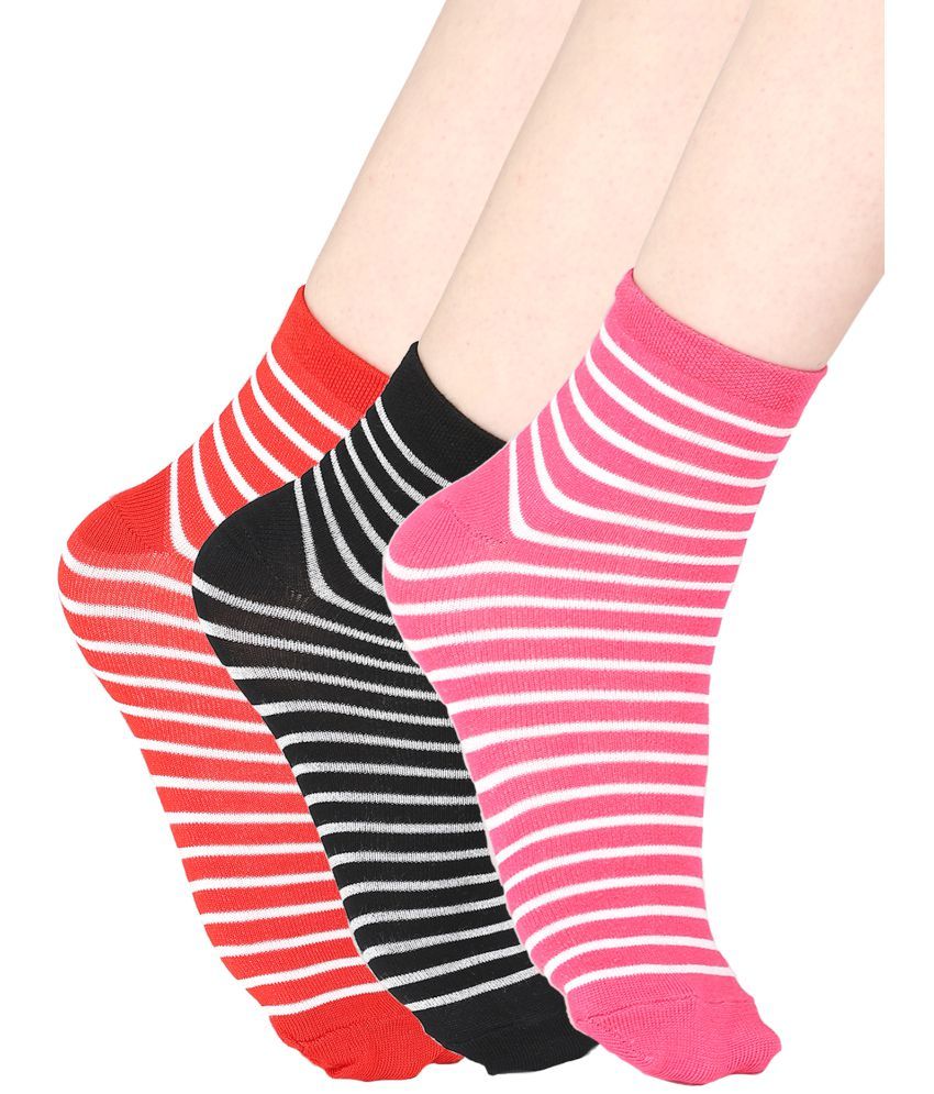     			Bodycare Women's Multicolor Cotton Combo Ankle Length Socks ( Pack of 3 )