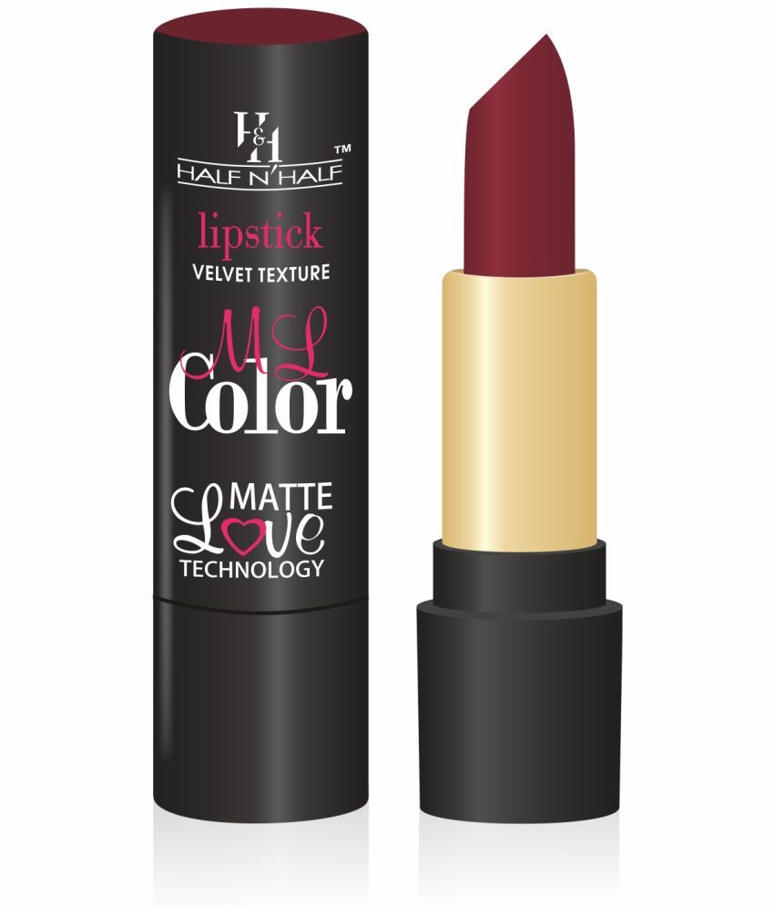     			Half N Half Velvet Matte Texture Lipstick My Color, Deep-Maroon (3.8gm)