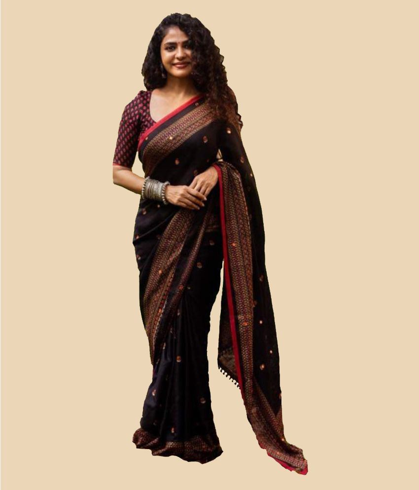     			Bhuwal Fashion Green Jute Saree - Single