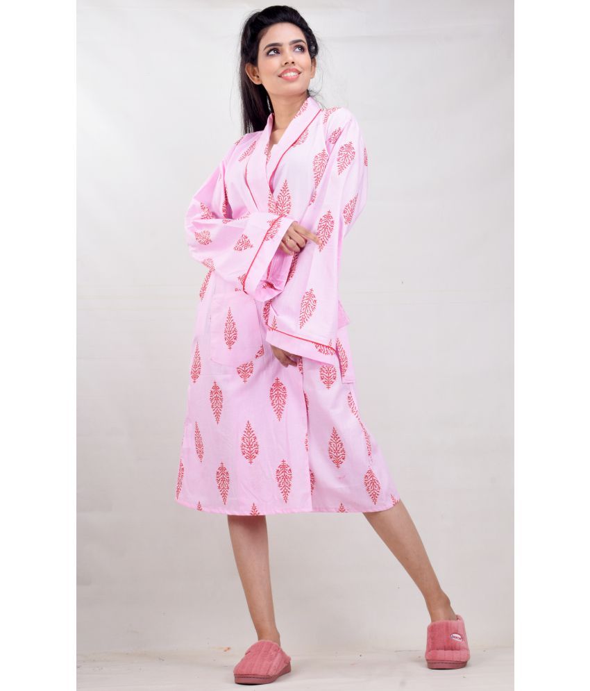     			CLYMAA Cotton Nighty & Night Gowns - Pink Single