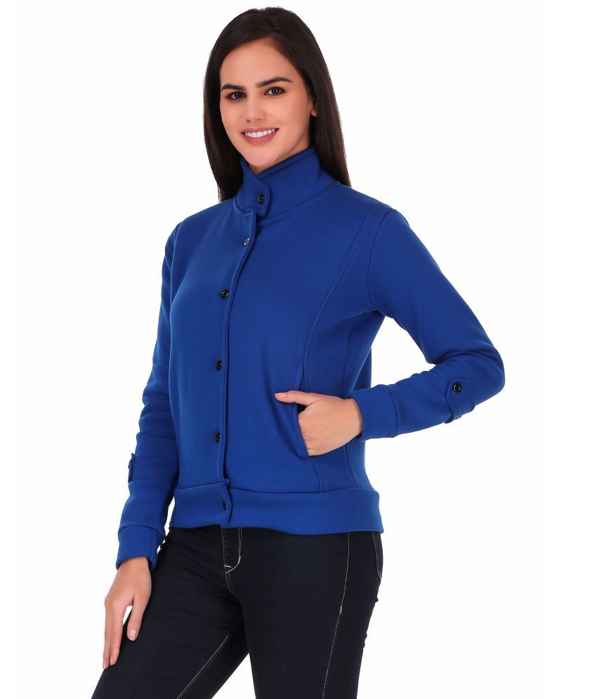     			Uzarus Cotton Blend Blue Ethnic Jacket