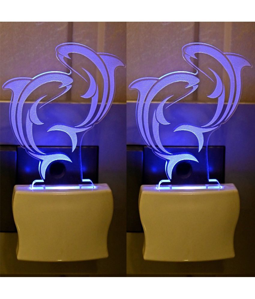     			AFAST 3D Color Changing Plug & Play Valentine Gifting Night Lamp White - Pack of 2