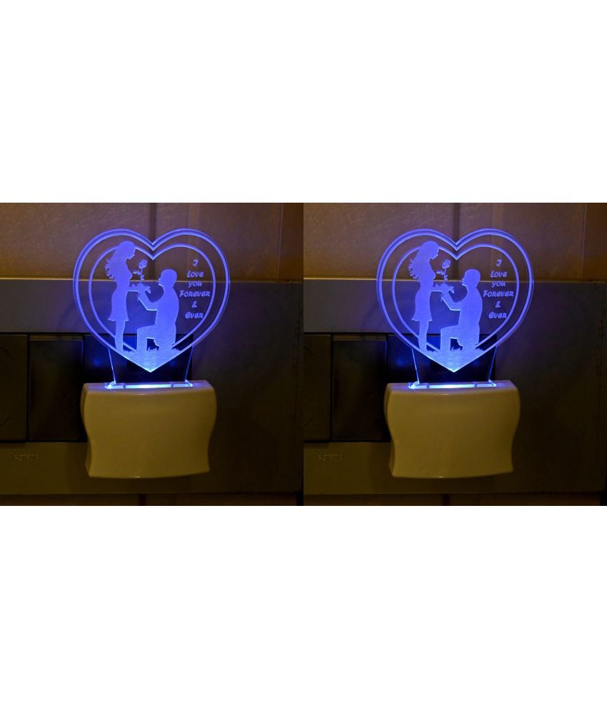     			AFAST 3D Color Changing Plug & Play Valentine Gifting Night Lamp White - Pack of 4