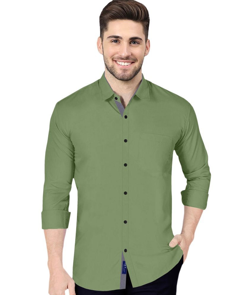     			P&V CREATIONS - Green Cotton Blend Regular Fit Men's Casual Shirt (Pack of 1)